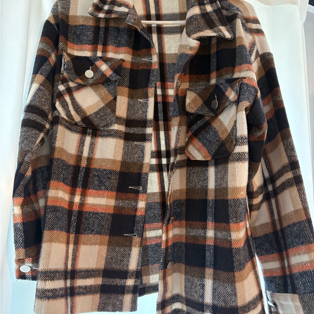 Plaid Button-Up Jacket